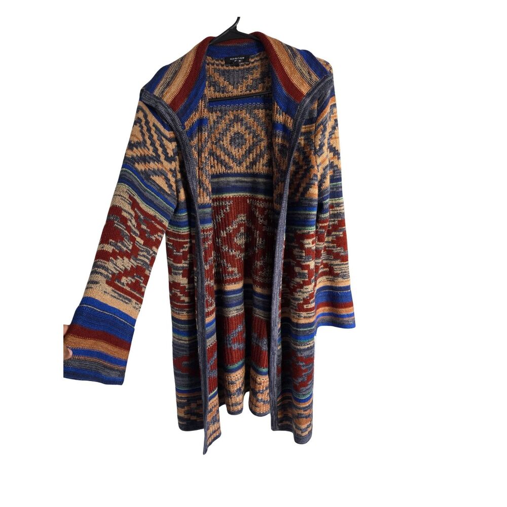 Spense Knits Southwestern Longline Cardigan Sweater 2XL Aztec Boho Duster